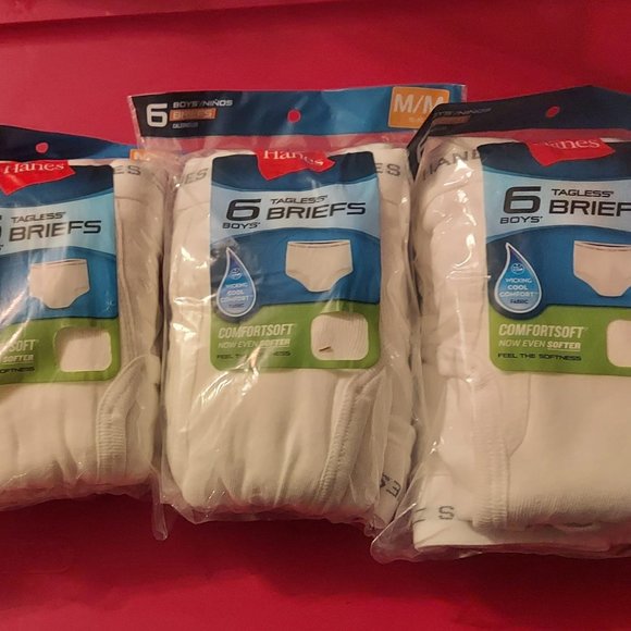 Hanes Boys briefs size Medium LOT OF 3!! (6 IN A PACK!) - Picture 1 of 1